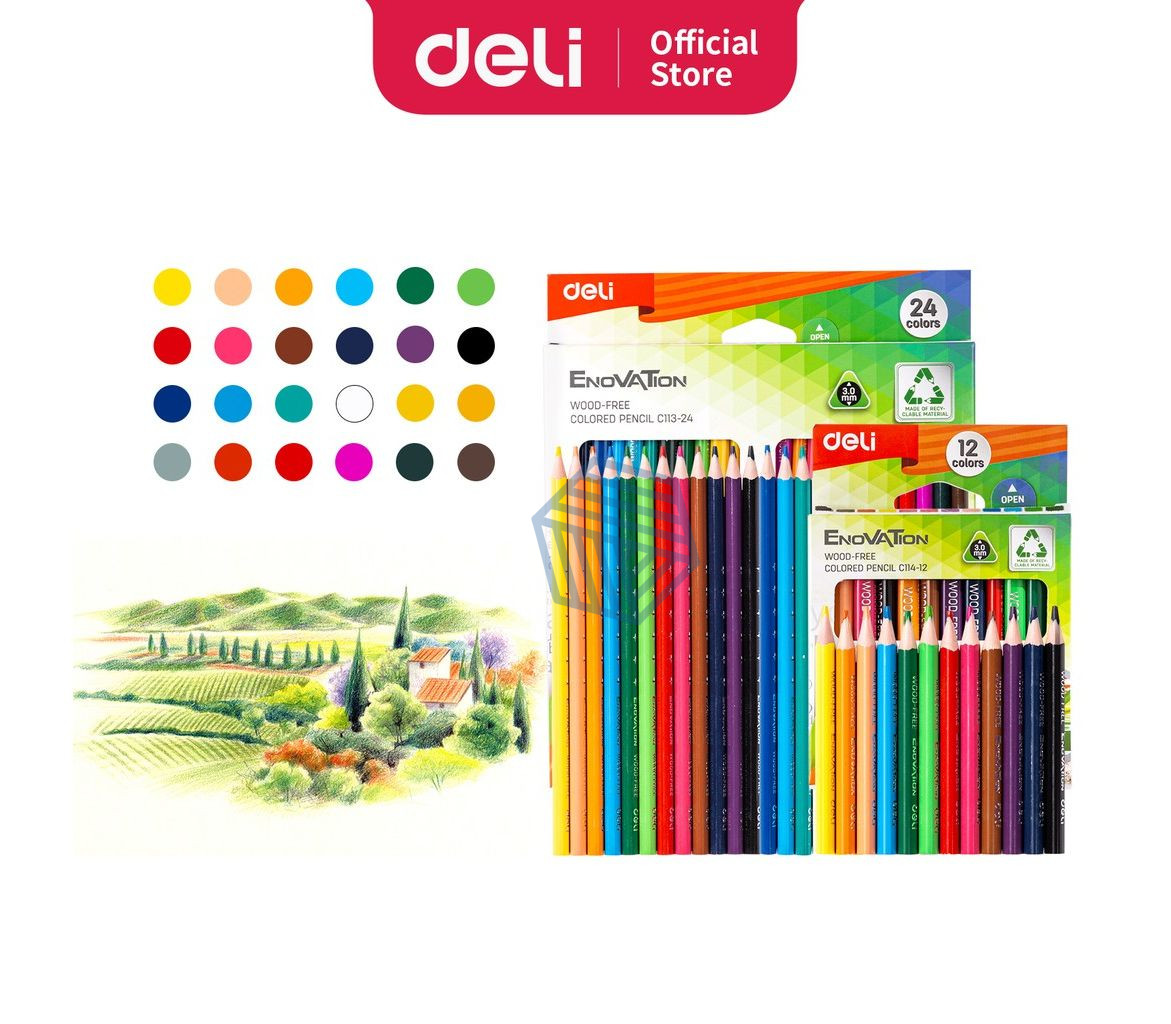 ფანქარი ფერადი 24ფ , DELI C11324